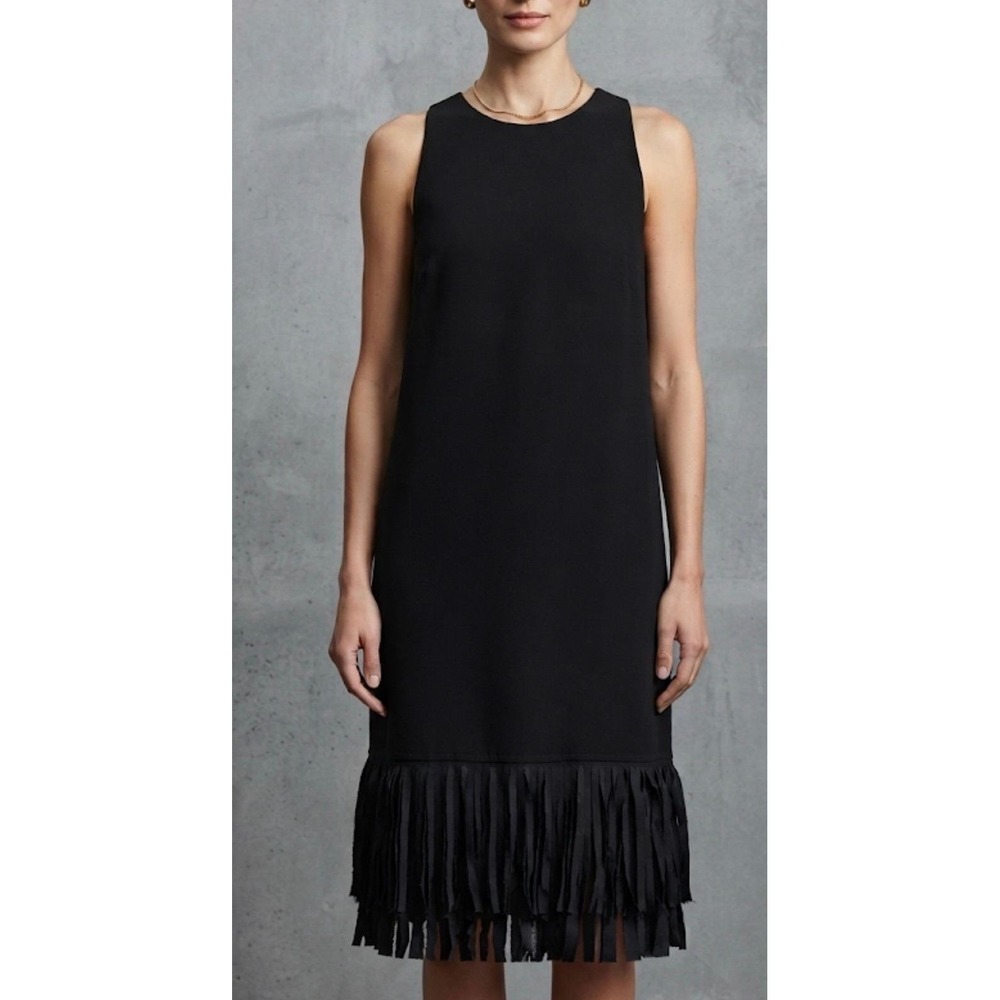 Banana Republic Black A-Line Fringe Shift Dress